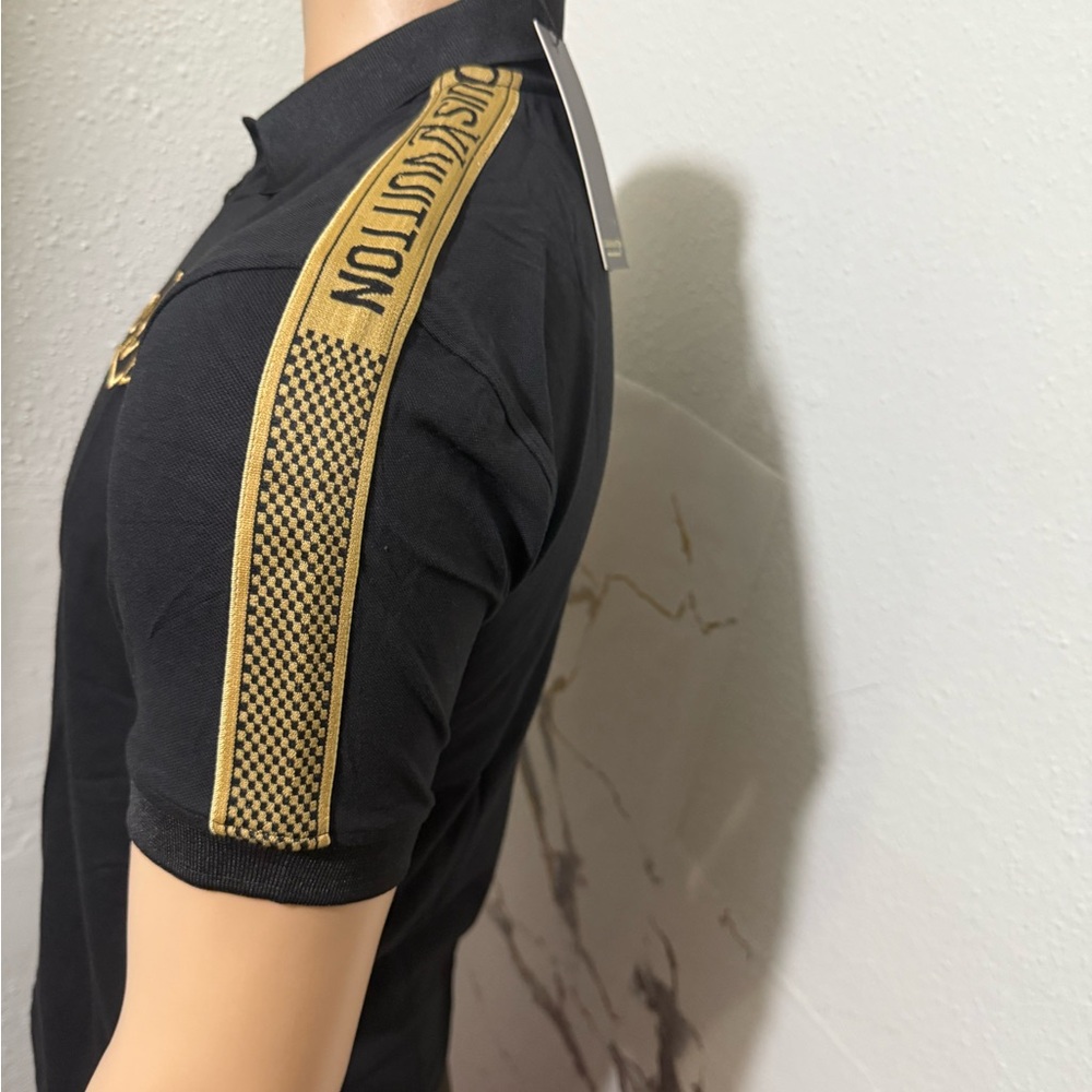 Elegant Black Polo Shirt with Gold Details - Picture 2 of 4